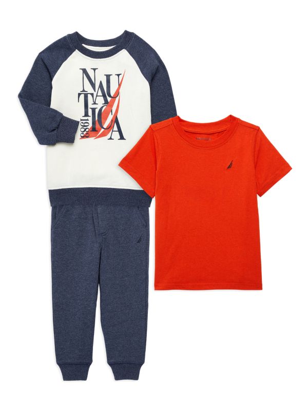 Nautica ?Boy's 3-Piece Sweatshirt, Tee & Joggers Set